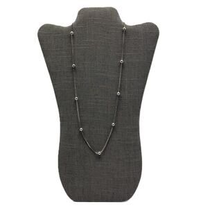 Fashion .925 Sterling Silver Necklace 24" Long Chain with Round Silver Beads